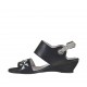 Sandalo da donna in pelle nera e laminata argento con ricamo zeppa 3 - Misure disponibili: 42, 43, 45, 46