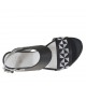 Sandalo da donna in pelle nera e laminata argento con ricamo zeppa 3 - Misure disponibili: 42, 43, 45, 46