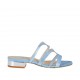 Sabot aperto da donna in camoscio stampato glitterato azzurro e vernice argento tacco 2 - Misure disponibili: 32, 42
