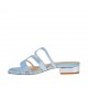 Sabot aperto da donna in camoscio stampato glitterato azzurro e vernice argento tacco 2 - Misure disponibili: 32, 42