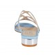 Mule ouvert pour femmes en daim imprimé bleu clair scintillant et cuir verni argent talon 2 - Pointures disponibles:  32, 42