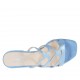 Sabot aperto da donna in camoscio stampato glitterato azzurro e vernice argento tacco 2 - Misure disponibili: 32, 42