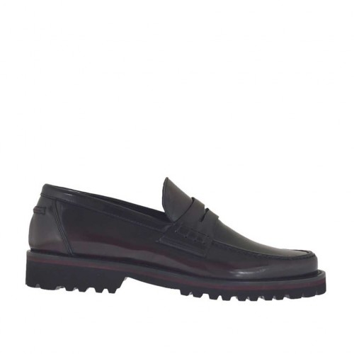 Mocasin para hombre en piel cepillada granate - Tallas disponibles:  38, 46, 47, 49, 50
