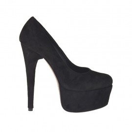 Decolté da donna con plateau in camoscio nero con tacco 13 - Misure disponibili: 31, 32