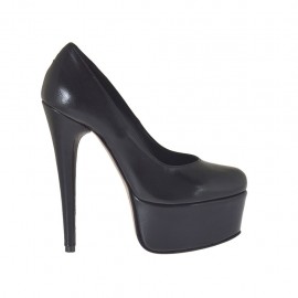 Decolté da donna con plateau in pelle nera tacco 13 - Misure disponibili: 31