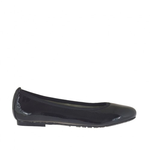 Ballerine pour femmes en cuir verni noir avec bout arrondi talon 1 - Pointures disponibles:  33