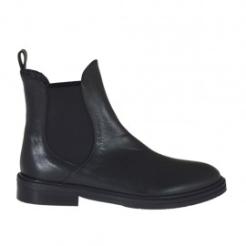 Bottines pour femmes avec élastiques en cuir noir talon 2 - Pointures disponibles:  33