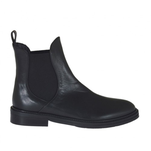 Bottines pour femmes avec élastiques en cuir noir talon 2 - Pointures disponibles:  33