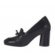 Zapato cerrado para mujer con cordon en piel negra tacon 7 - Tallas disponibles:  43
