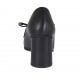 Woman's closed shoe with lace in black leather heel 7 - Available sizes:  43