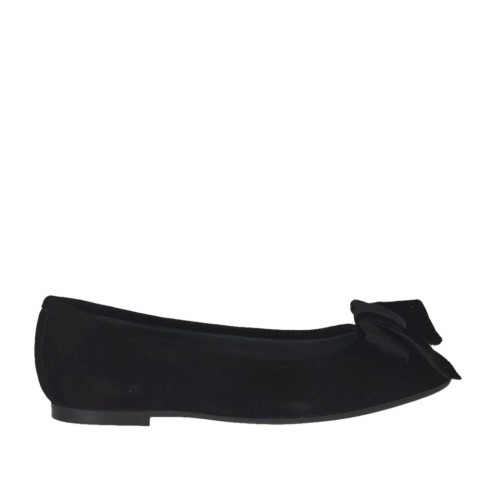 Woman's ballerina shoe with velvet bow in black suede heel 1 - Available sizes:  33