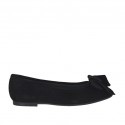 Woman's ballerina shoe with velvet bow in black suede heel 1