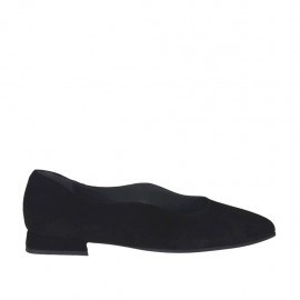 Decolté a punta da donna in camoscio nero tacco 1 - Misure disponibili: 33