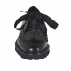 Zapato oxford para mujer con cordones en piel cepillada gris y negra tacon 3 - Tallas disponibles:  32, 33