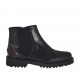 Woman's ankle boot with elastic band and zipper in black leather and maroon patent leather heel 3 - Available sizes:  32