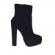 Botines con cremallera para mujeres con plataforma en gamuza de color negro con tacon 13 - Tallas disponibles:  42