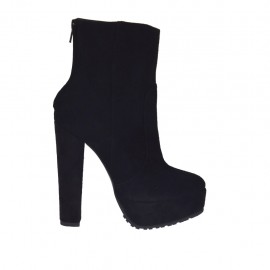Stivaletto da donna con cerniera e plateau in camoscio nero con tacco 13 - Misure disponibili: 42