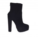Woman's ankle boot with zipper and platform in black suede with heel 13