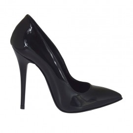 Escarpin pour femmes à bout pointu en cuir verni noir avec talon 10 - Pointures disponibles:  42