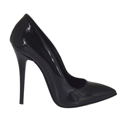 Spitzer Pump für Damen aus schwarzem Lackleder mit Absatz 10 - Verfügbare Größen:  42