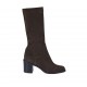 Bottes pour femmes en daim et matériau élastique marron talon 6 - Pointures disponibles:  42