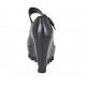 Decolté da donna con cinturino, zeppa e plateau in pelle nera zeppa 9 - Misure disponibili: 42, 43