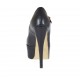 Zapato de salon para mujeres con correa y plataforma en piel de color negro tacon 13 - Tallas disponibles:  31