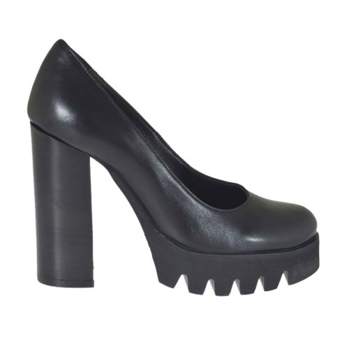 Decolté da donna in pelle nera tacco 10 - Misure disponibili: 32