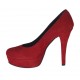 Decolté da donna con plateau in camoscio rosso tacco 10 - Misure disponibili: 31