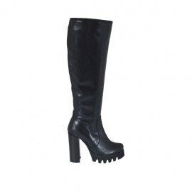 Woman's boot with half zipper in black leather heel 10 - Available sizes:  31