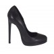Woman's pump in black leather with platform and heel 12 - Available sizes:  32
