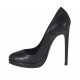 Woman's pump in black leather with platform and heel 12 - Available sizes:  32