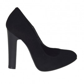 Zapato de salon para mujer en gamuza negra con plataforma interna tacon 10 - Tallas disponibles:  31