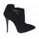Zapato para mujer con cremallera y estrases en gamuza negra tacon 10 - Tallas disponibles:  32