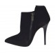 Chaussures pour femmes avec fermeture éclair et strass en daim noir talon 10 - Pointures disponibles:  32