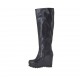 Stivale da donna con plateau e cerniera in pelle nera zeppa 9 - Misure disponibili: 31