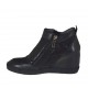 Chaussure fermée avec fermetures éclair pour femmes en cuir, cuir verni imprimé et dentelle noir talon compensé 7 - Pointures disponibles:  42
