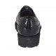 Zapato derby para mujer con cordones en charol negro cuña 3 - Tallas disponibles:  44