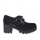 Zapato cerrado para mujer con elastico y piedras en gamuza y charol negro tacon 6 - Tallas disponibles:  42