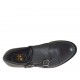 Eleganter Herrenschuh mit Kappe und zwei Schnallen aus schwarzem Leder - Verfügbare Größen:  37, 38, 50