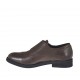 Eleganter Herrenschuh mit Kappe und zwei Schnallen aus braunem Leder - Verfügbare Größen:  36, 37, 38, 48, 50