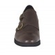 Elégant chaussure pour hommes avec bout droit et deux boucles en cuir marron - Pointures disponibles:  36, 37, 38, 48, 50
