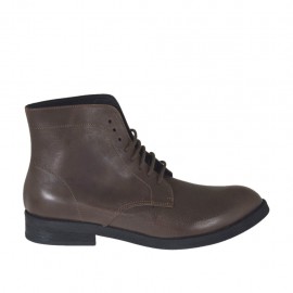 Botines con cordones para hombre en piel marron - Tallas disponibles:  37, 49, 50