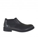 Zapato alto al tobillo para hombres con elasticos en piel negra