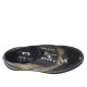 Zapato para mujer con cremallera, elasticos y tachuelas en piel cepillada negra y piel imprimida laminada oro tacon 3 - Tallas disponibles:  43