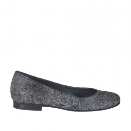 Bailarina a punta redonda para mujer en gamuza estampada con motivo de piedra tacon 1 - Tallas disponibles:  33