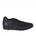 Zapato deportivo con cordones para hombres en piel negra