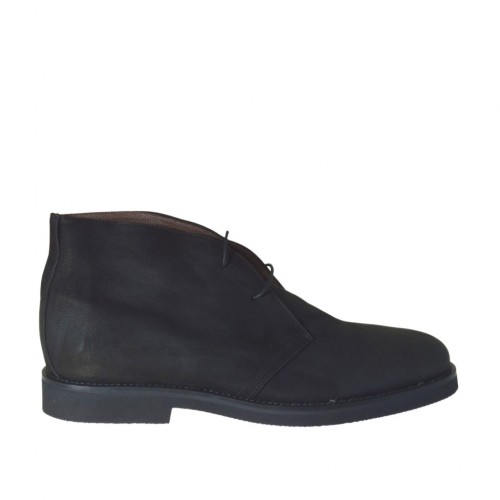Zapato para hombre con cordones en nubuk negro - Tallas disponibles:  47, 49