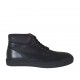 Men's laced ankle-high shoe in black leather - Available sizes:  49, 50