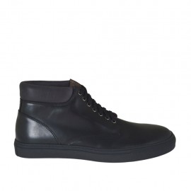 Scarpa casual stringata da uomo alta alla caviglia in pelle nera - Misure disponibili: 49, 50